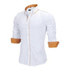 Image of Men Shirt Slim Fit Male Shirt Solid Long Sleeve - Mr.BEAR