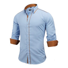 Men Shirt Slim Fit Male Shirt Solid Long Sleeve