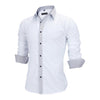 Image of Men Shirt Slim Fit Male Shirt Solid Long Sleeve - Mr.BEAR