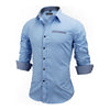 Image of Men Shirt Slim Fit Male Shirt Solid Long Sleeve - Mr.BEAR