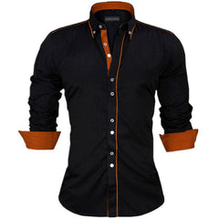 Men Shirt Slim Fit Male Shirt Solid Long Sleeve - Mr.BEAR