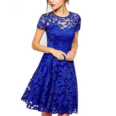 Fashion Women Elegant Sweet Hallow Out Lace Dress Sexy Party Princess Slim Summer Dresses - Mr.BEAR