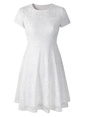 Fashion Women Elegant Sweet Hallow Out Lace Dress Sexy Party Princess Slim Summer Dresses